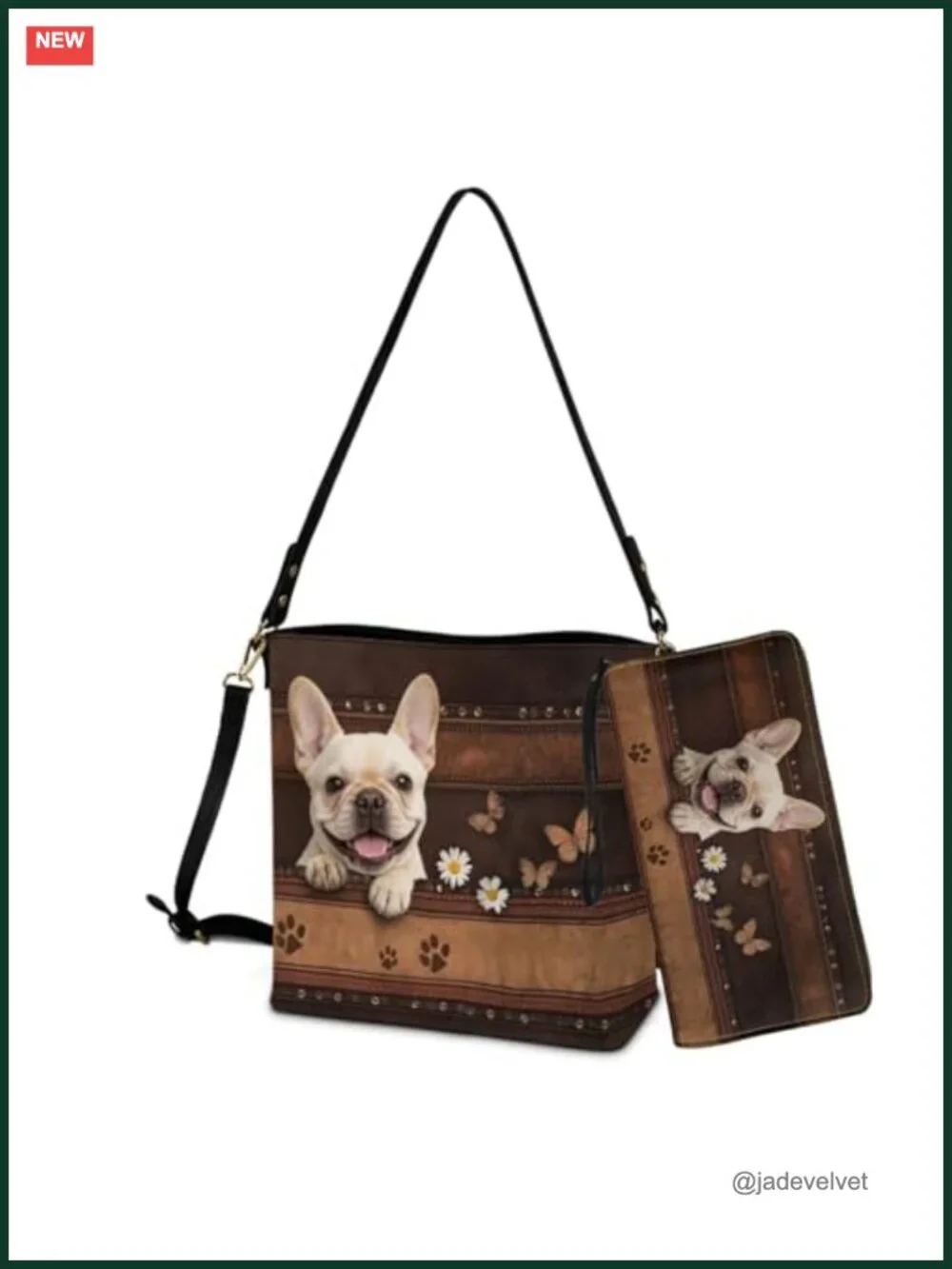 Faux Leather Bucket Crossbody Bag & Wallet Set - Purse with Detachable Straps